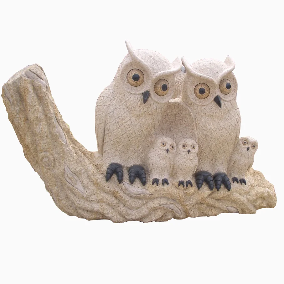 2018 Classic statues stone owl family sculpture in garden