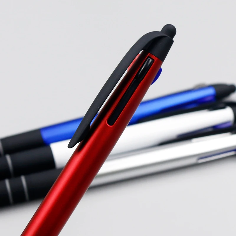 Novelty plastic stylus pen 3 color ink ball pen,promotional  pen