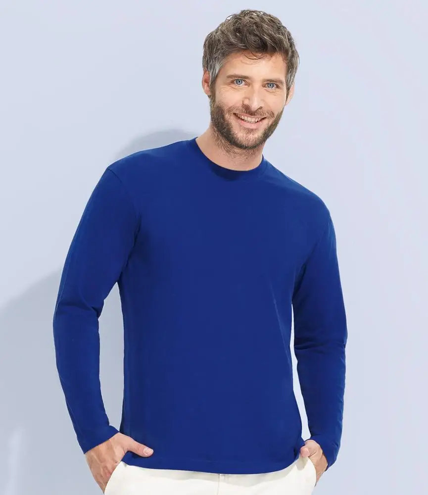
Cotton and Spandex Custom Plain O Neck Men T-shirt/Wholesale Custom logo high quality fashion long sleeves t-shirt 