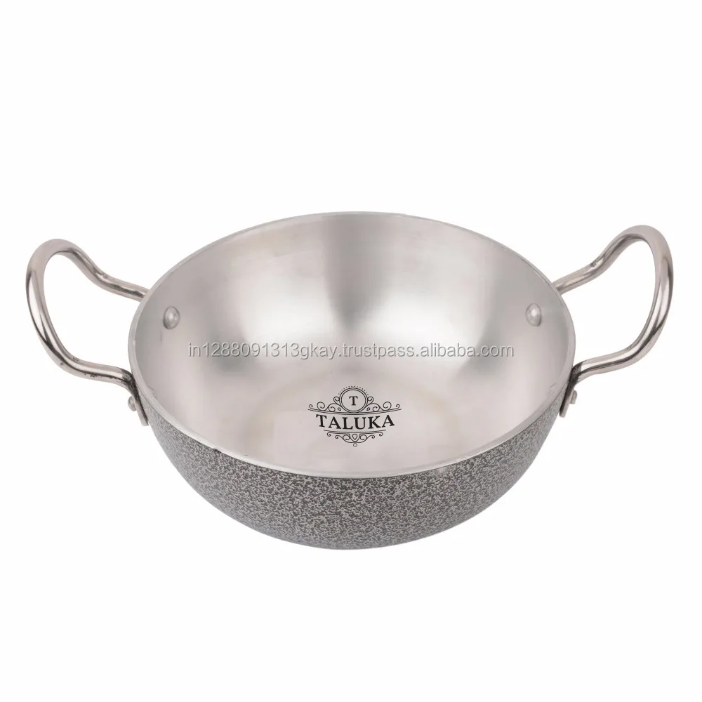 Best quality curry bowl cook ware kadhai black coated aluminium kadai