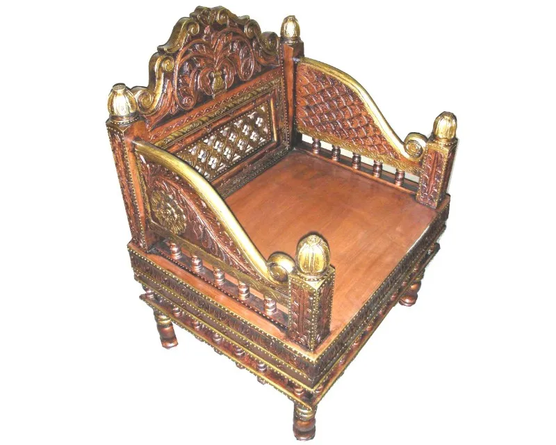 Best Selling Solid Wood Hand Carved Indian Maharaja Style Sofa For Home Living Room / Bedroom Hand Carved Furniture