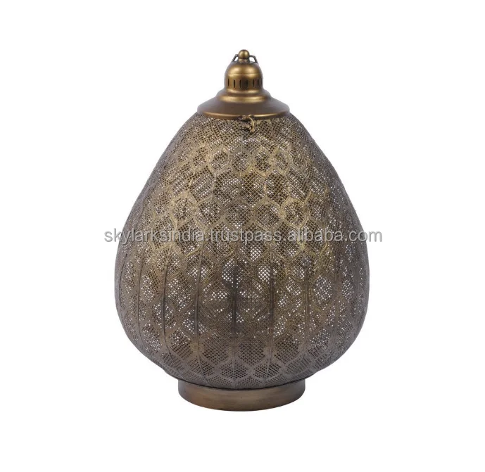 Burnished Gold Teardrop Metal Lantern