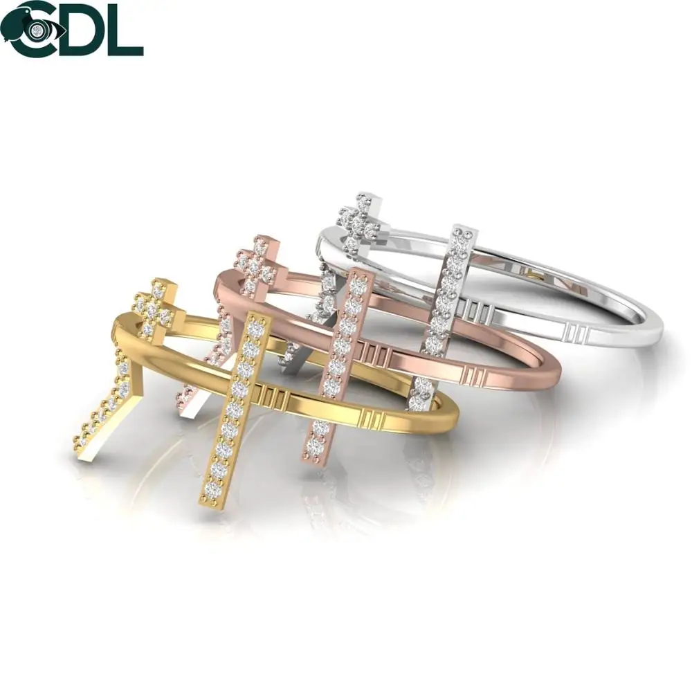 Symbolic Religious Diamond Ring in 18Kt White Yellow Rose Gold 1.44 Grams Fine Jewelry For Women