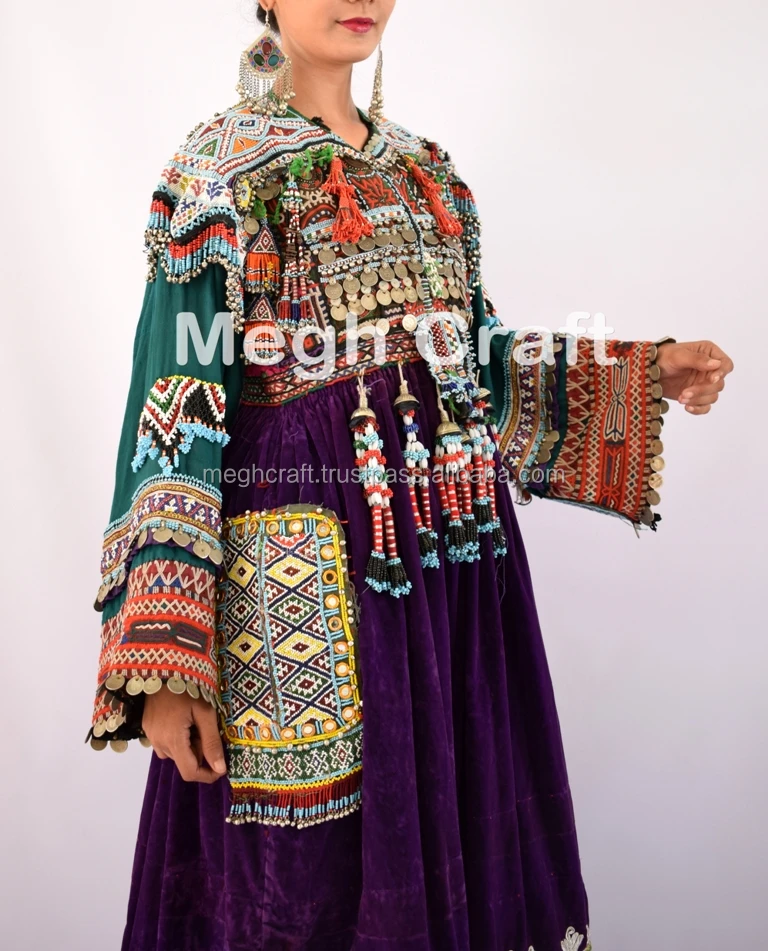 
Afghan Traditional Belly dance costume Dress - tribal handmade Kuchi dress-afghanistan Kuchi Ethnic Purple Tribal dress 