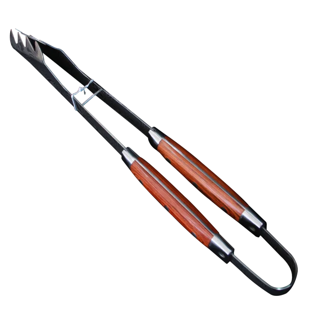 Outdoor Camping 3 Piece BBQ Grilling Tools Set with Damascus Pattern Stainless Steel pattern Spatula Tongs Fork pakka wood