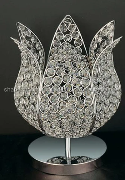 Glamorous Looking Lotus Crystal Table Centerpiece Event & Party Decoration Supplies Shiny Pedestal Aluminium Metal Stand Decor