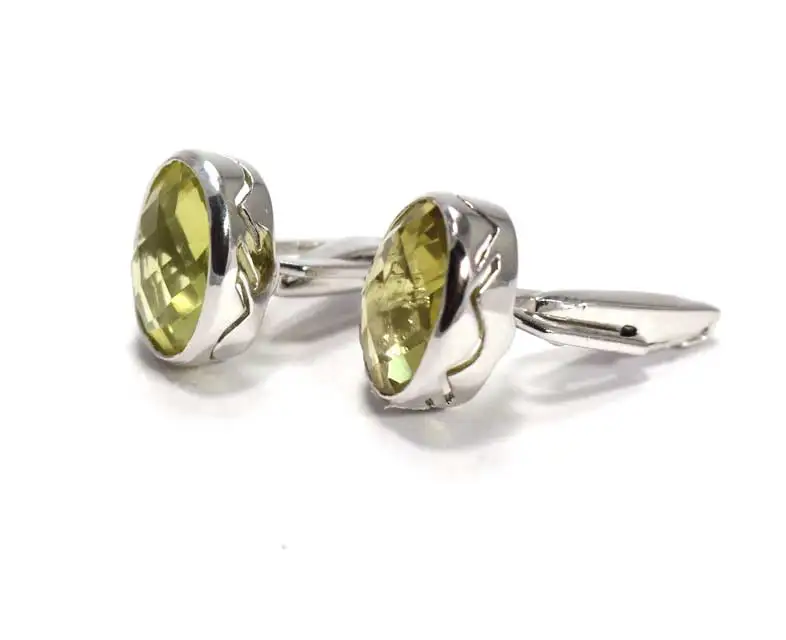 Мужские ювелирные изделия ручной работы из серебра 925 пробы с граненым лимонным топазом