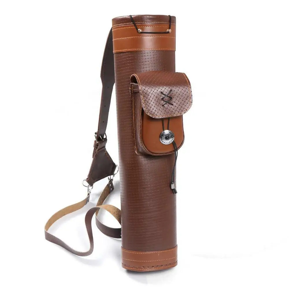Traditional Cow Leather Archery Back Arrow Quiver Holder Bag Adjustable Straps