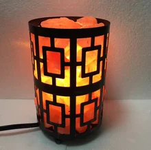 High Quality Carved Feng Shui Style Pink Natural Wooden Basket Salt Lamp with Heart Type Chunks Original from Sian Enterprises