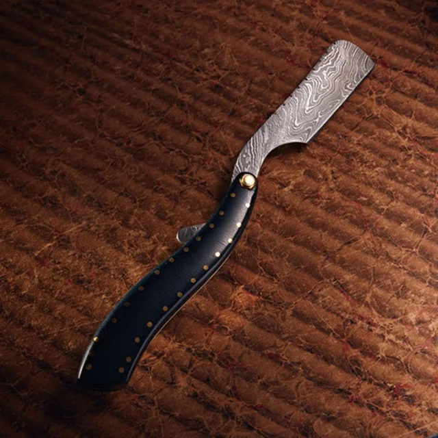 
Изготовленная на заказ Острая Бритва из дамасской стали/дамасская бритва/бритва с кожаным футляром 