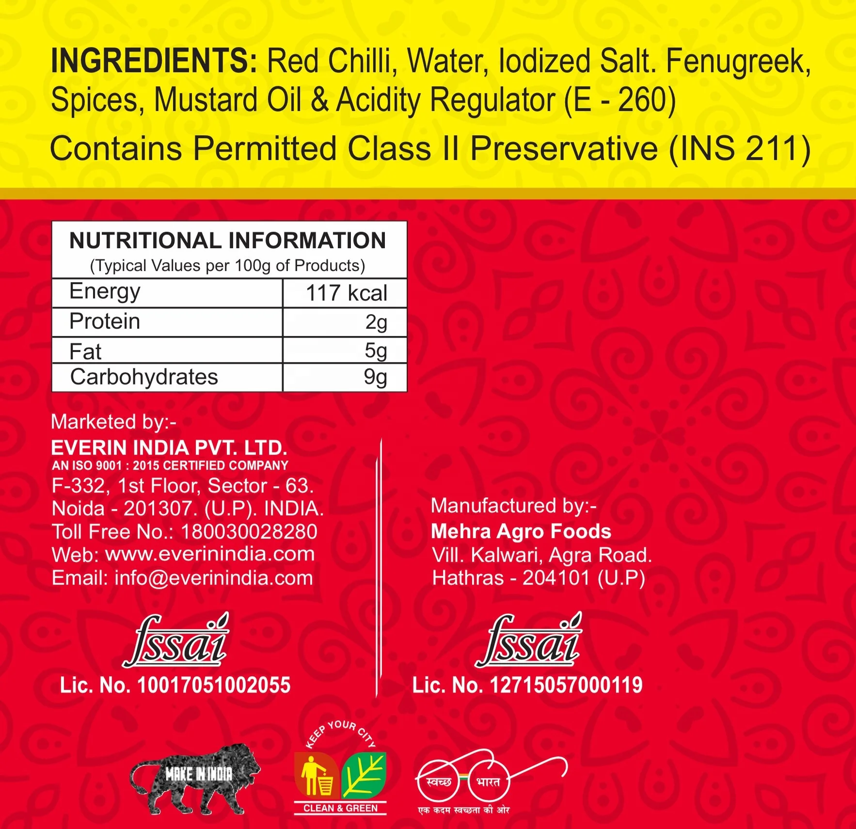 
RED CHILLI PICKLE 400g in Glass Jar 