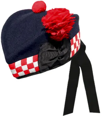 
Wholesale Glengarry diced black wool scottish bagpipe hat 