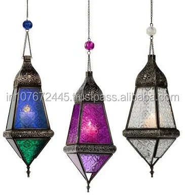 metal Moroccan lanterns with glass