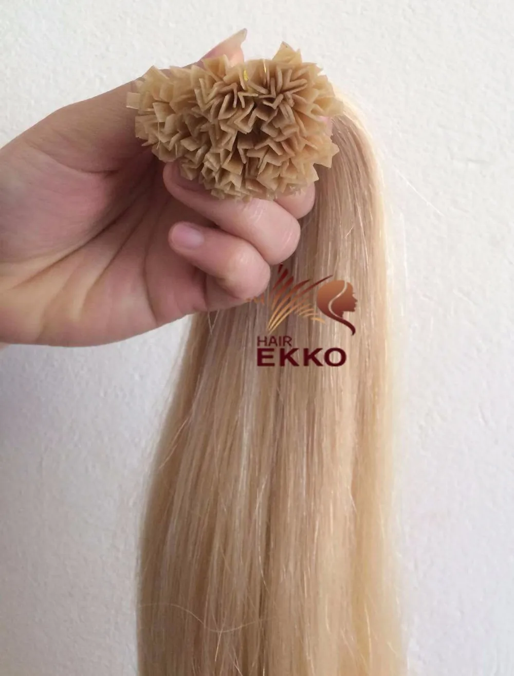  Оптовая продажа недорогие человеческие волосы для наращивания итальянские кератиновые светлые с плоскими кончиками