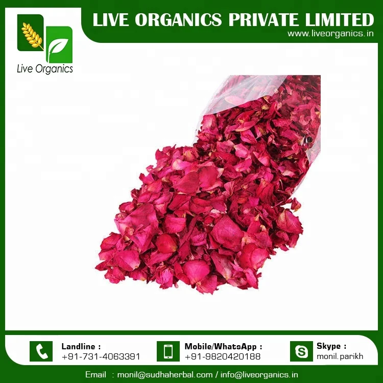 Dried Red Rose Petals - Natural - Non-GMO - Rosa Centifolia - Chemical Free - Grown in India