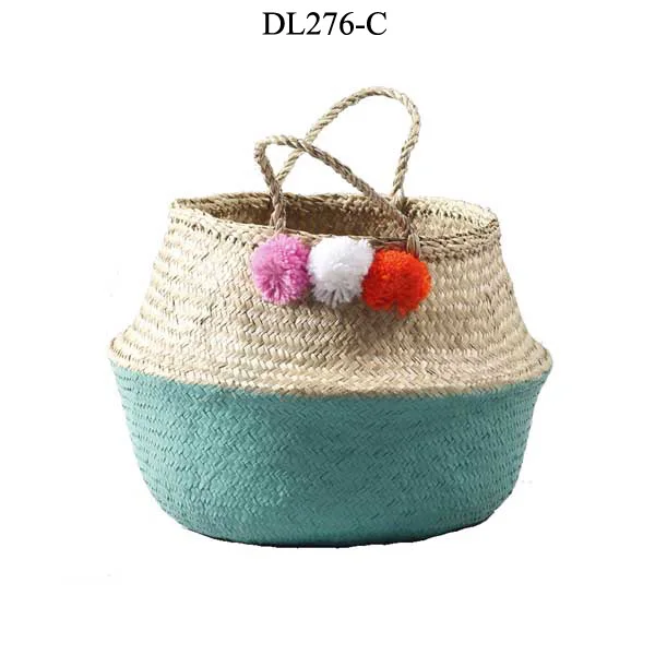 Vietnam Factory Audited Wholesale Smeta Certificate Good Sale Seagrass Storage Basket PC Material Beach Bag Shopping Kitchen Use
