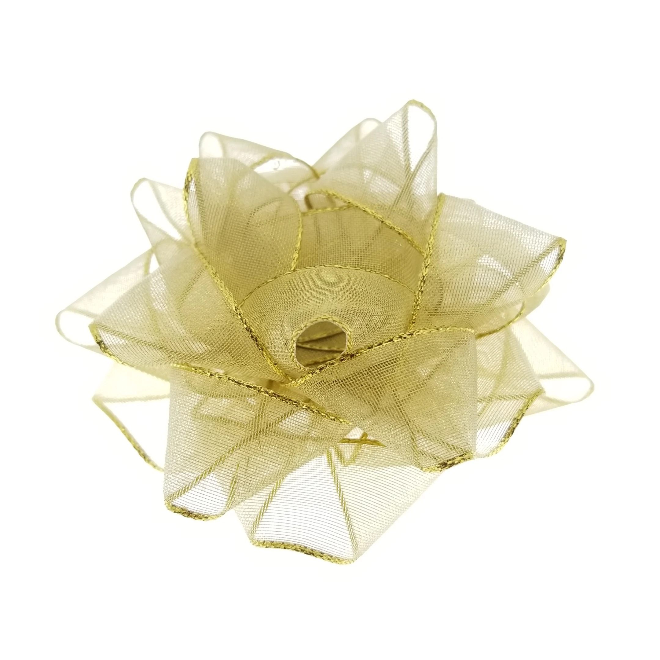 2023 Complacent shinny metallic gold star bow metallic ribbon star bow nylon star bow for gift box solid ribbon solid ribbon