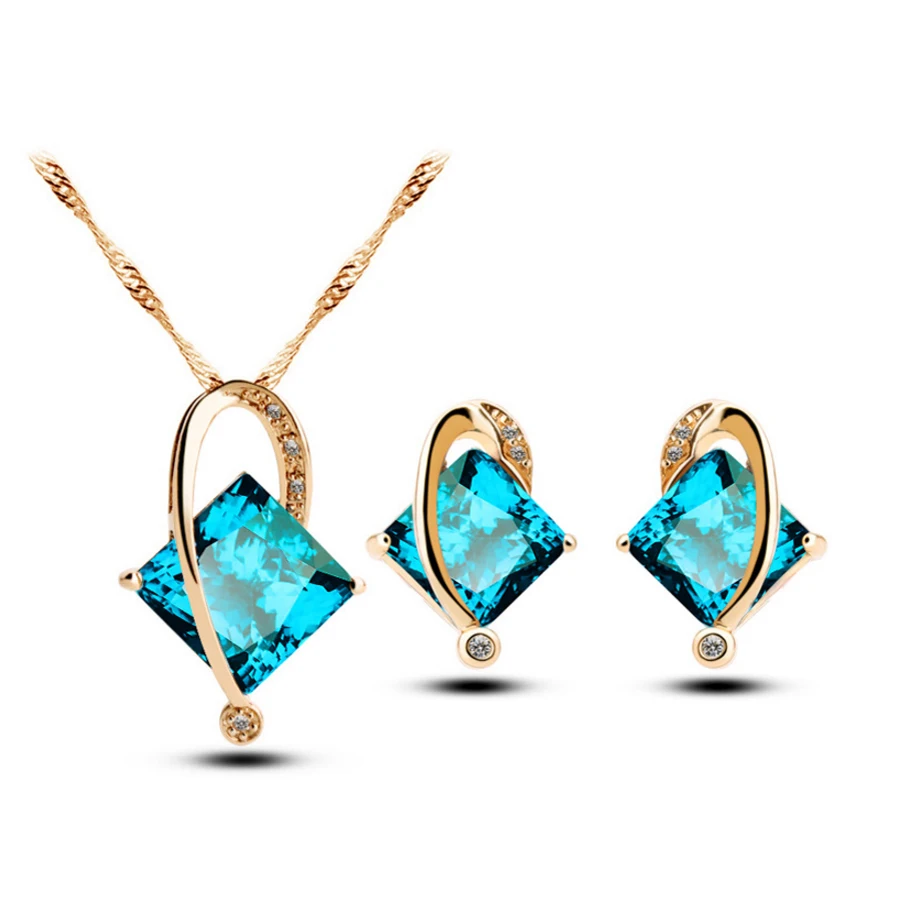 Fine Gold Plated Diamond Shape Women Jewelry Set Online Shopping