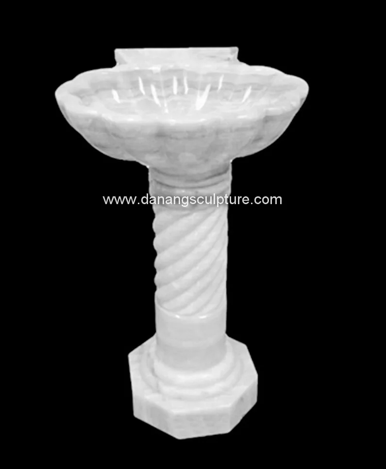 Wholesale Retail Custom Hand Carved Stone Bowls Natural Marble Freestanding Pedestal Basin Stone Wash Basin