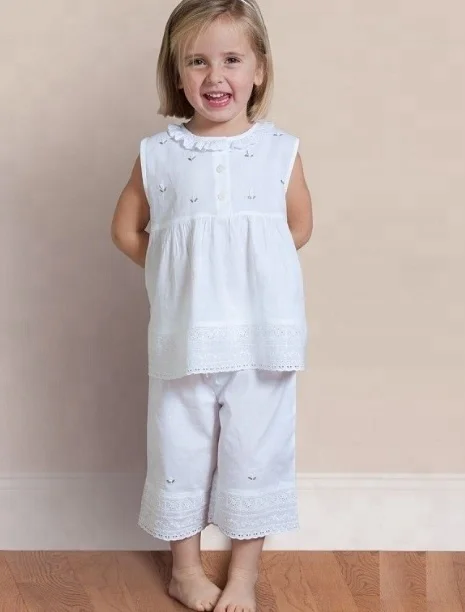 Baby cotton flower embroidery White colour dress clothing for girl