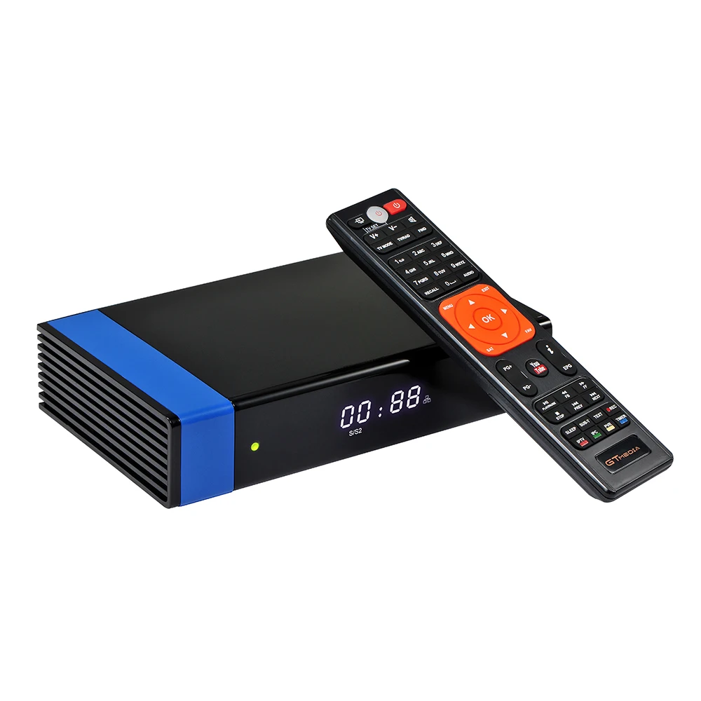 
2019 Latest Model GTMedia V8 Nova-Blue DVB S2 satellite tv receiver with built in wifi, support H.265 upgraded from V8 super 