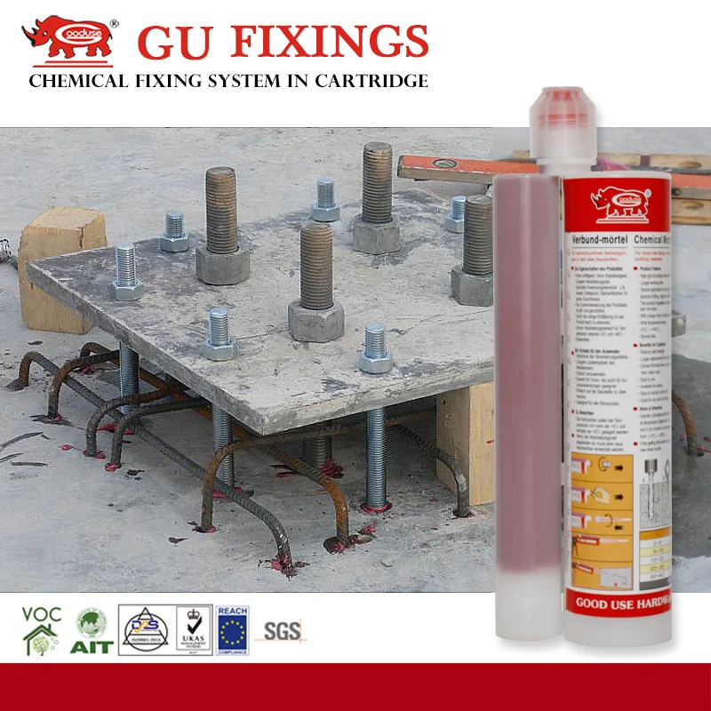 Two component epoxy resin for injection into dry concrete holes
