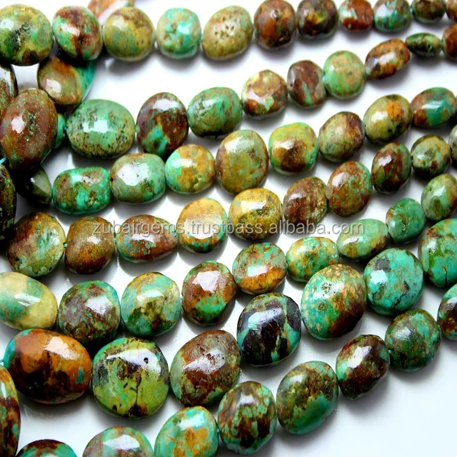 Natural Arizona Turquoise Smooth Beads 14 Inch Blue and Silver Ovular Shape Loose Gemstones Strands for Jewelry Use