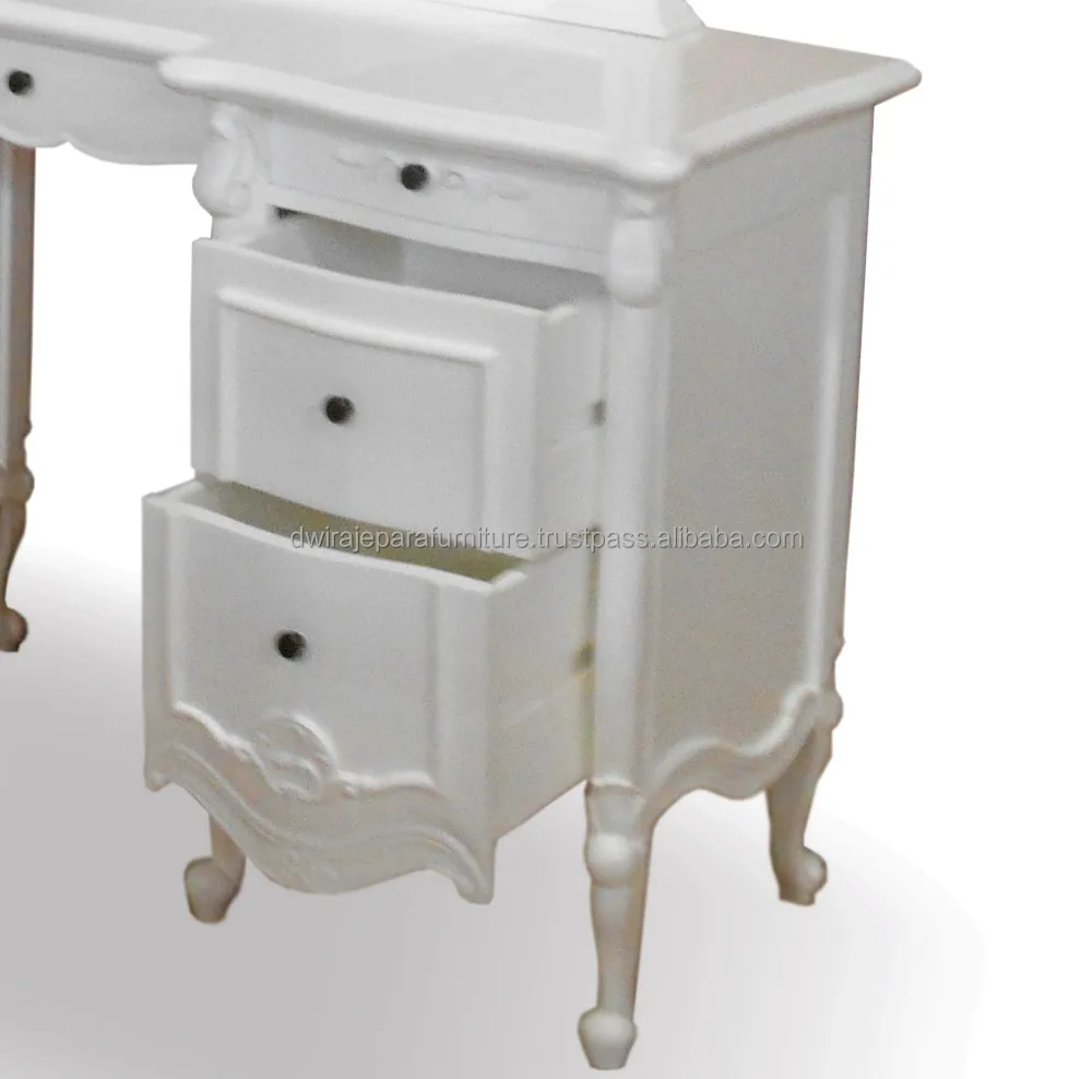 Bedroom Furniture Carved Wooden Dresser White Color French Style