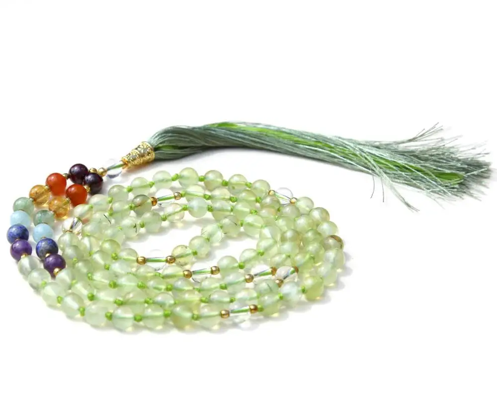 Natural Prehnite 7 Chakra Tassel Mala Necklace 6mm round Beads Healing Crystal Buy Assorted Mala Beads Chains Pearl Main Stone
