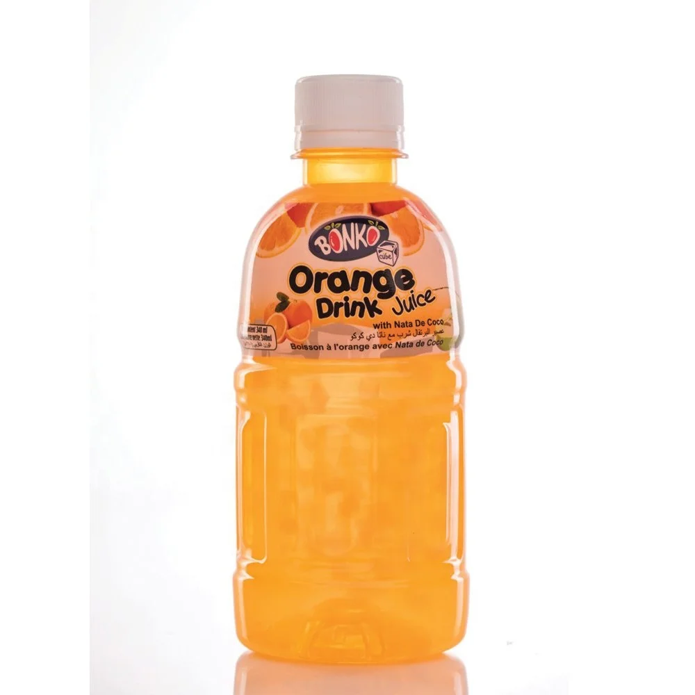 
Fruit Drink Juice Orange with Nata De Coco 320ml Plastic bottle BONKO cube brand 