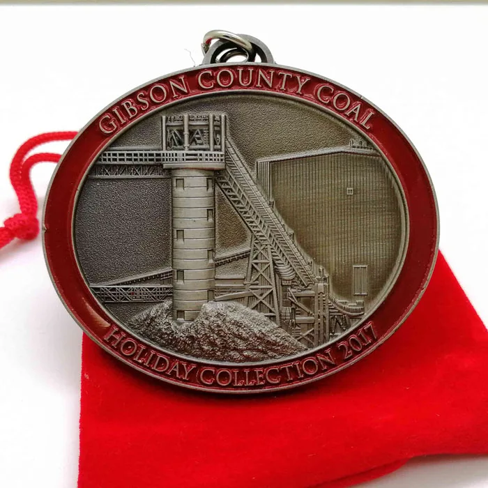 3d custom machine designed charm metal crafts with hook for holiday souvenir