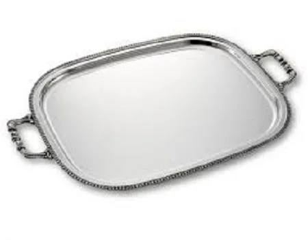 Oval Shape Silver Plated Finishing Metal Brass Serving Tray Used for Serving Delicious Food at Home and Hotel