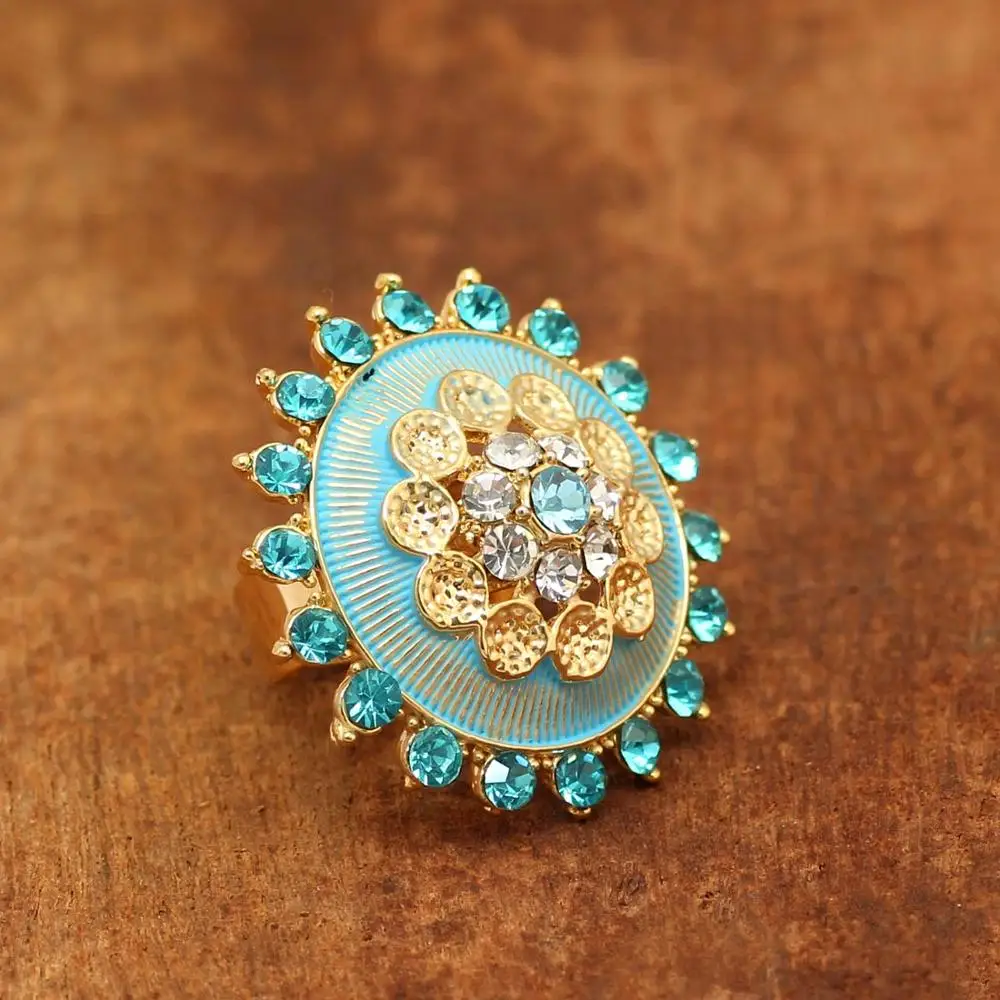 Rich Look Rama Green Color Glass stone Traditional Ring