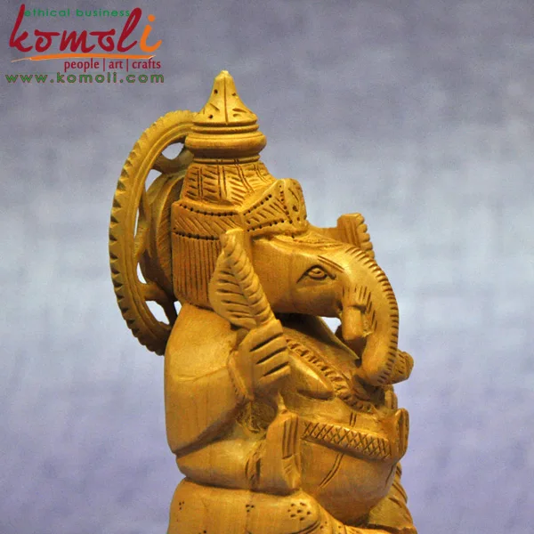 Large wood carving Ganesha Statue handmade wedding favor