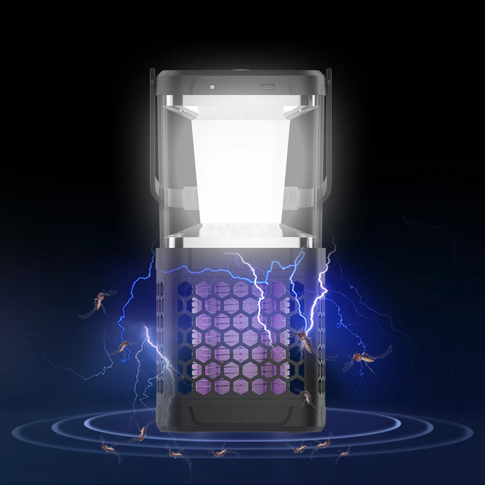 Outdoor Portable Electricity and Solar Rechargeable Camping 2 in 1 Pest Control Bug Zapper Electric LED Mosquito Killer Lamp
