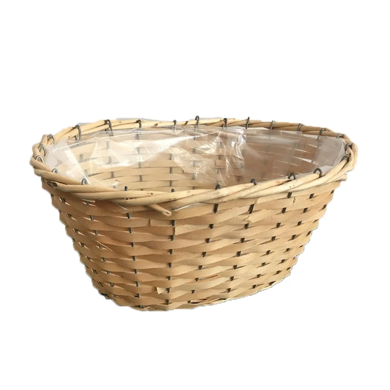 Willow Craft Metal Frame Basket Wicker Garden Rattan Pot For Flower Plant Pot