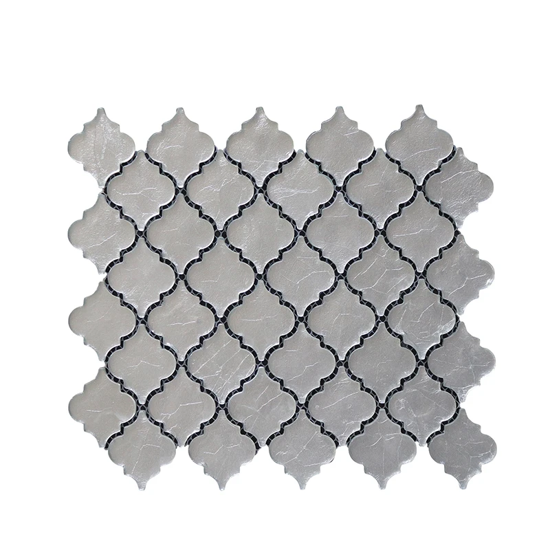 Foil Backed Subway Kitchen Glossy Decorative Glass Arabesque Mosaic Lantern Mosaic Tile