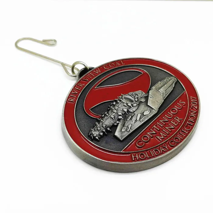 3d custom machine designed charm metal crafts with hook for holiday souvenir