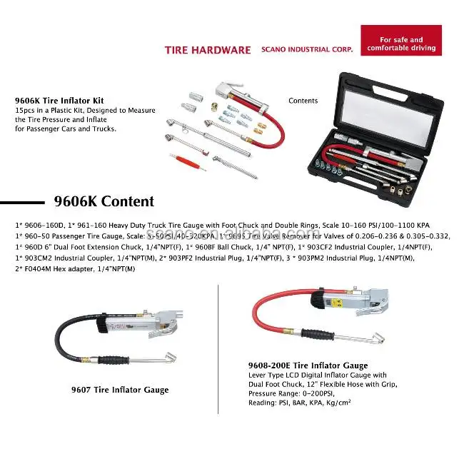 9606 Tire Inflator Gauge for Truck Tyre