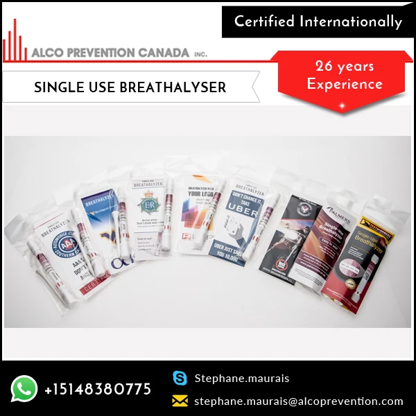 Certified Single Use Disposable Breathalyzer/Breath Alcohol Tester/Alco Tube Breathalyzer