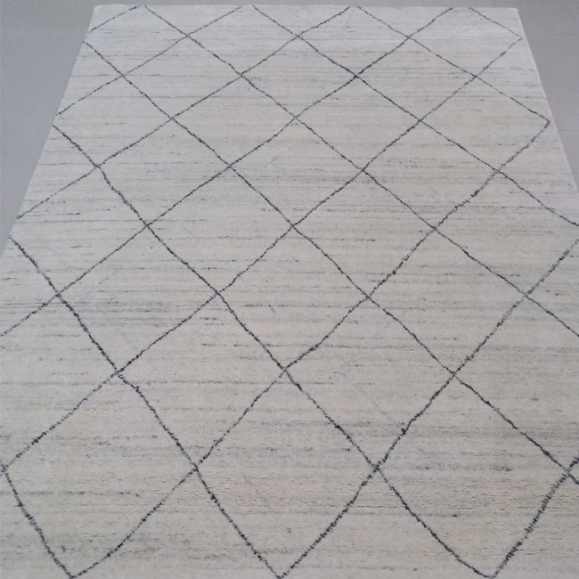 Moroccan Pile Carpet Attractive Price Good Quality Modern Hand Loom Woolen Living Room Plain Rectangle Hand Woven 100% Wool QNS