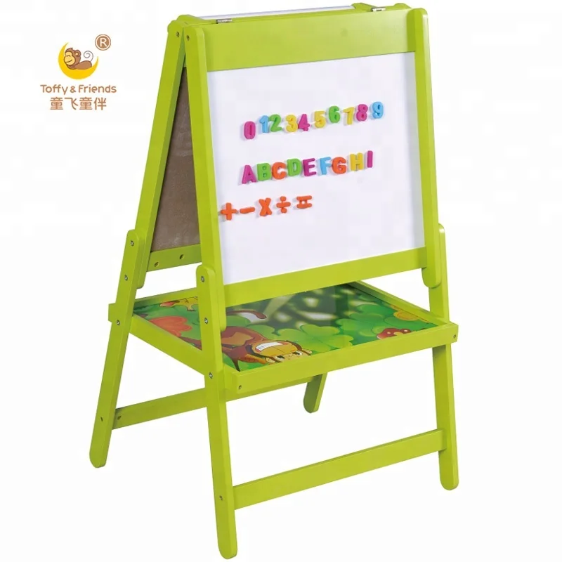 Toffy & Friends kids wooden double sided easel with magnetic letters in Jungle design