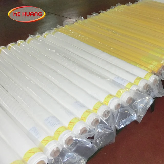 
2021 Hot Sale Low Price Screen White Yellow Color Printing Roll Screen Printing Mesh Silk Fabric 