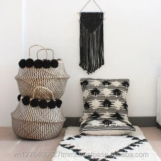 New style of natural color for wholesale belly seagrass basket with hand made