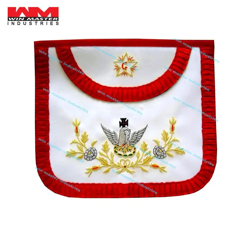 scottish rite F.MASONIC MASTER MASON APRON MB RED W G