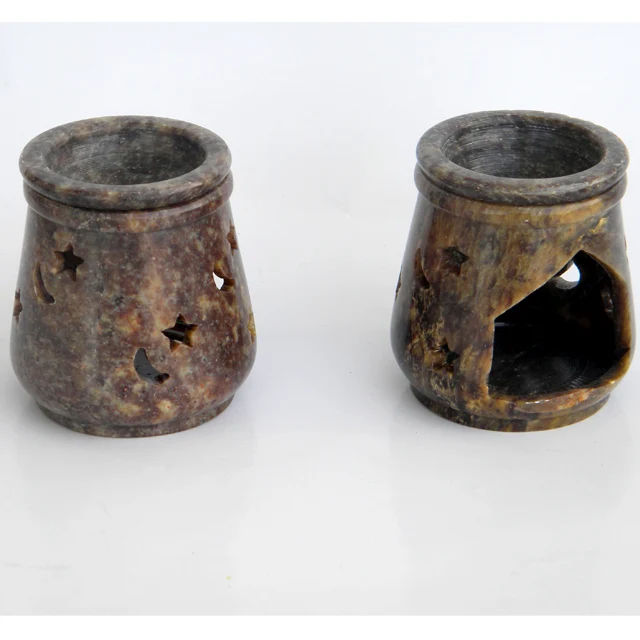 Aromatic Fragrance Spa Lavender Essential Oil Burner Small Handcrafted Indian Aroma Oil Burner Lamp Soapstone Incense Resin