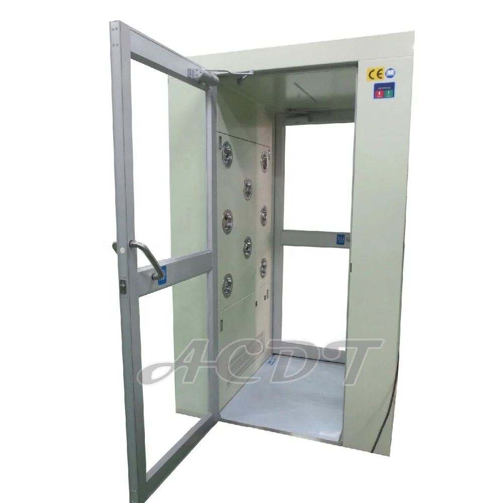 L shape air shower with interlock for clean workshop