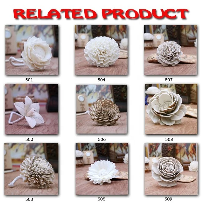 
Artificial Organic Sola flowers White Beauty Rose with cotton reed for Air fragrance usage 