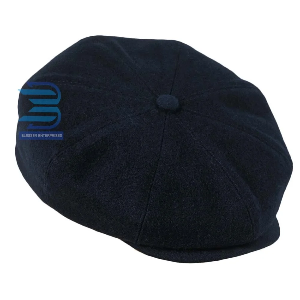 Wholesale Factory price Custom Branding Peaky blinders hat Navy Blue Tweed Irish Newsboy hat
