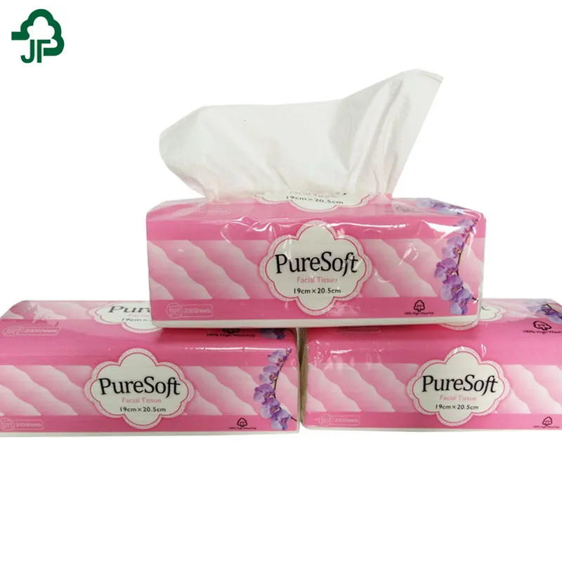 Custom Logo Colored Packing Pure Wooden Pulp Soft Pack Facial Tissue Paper